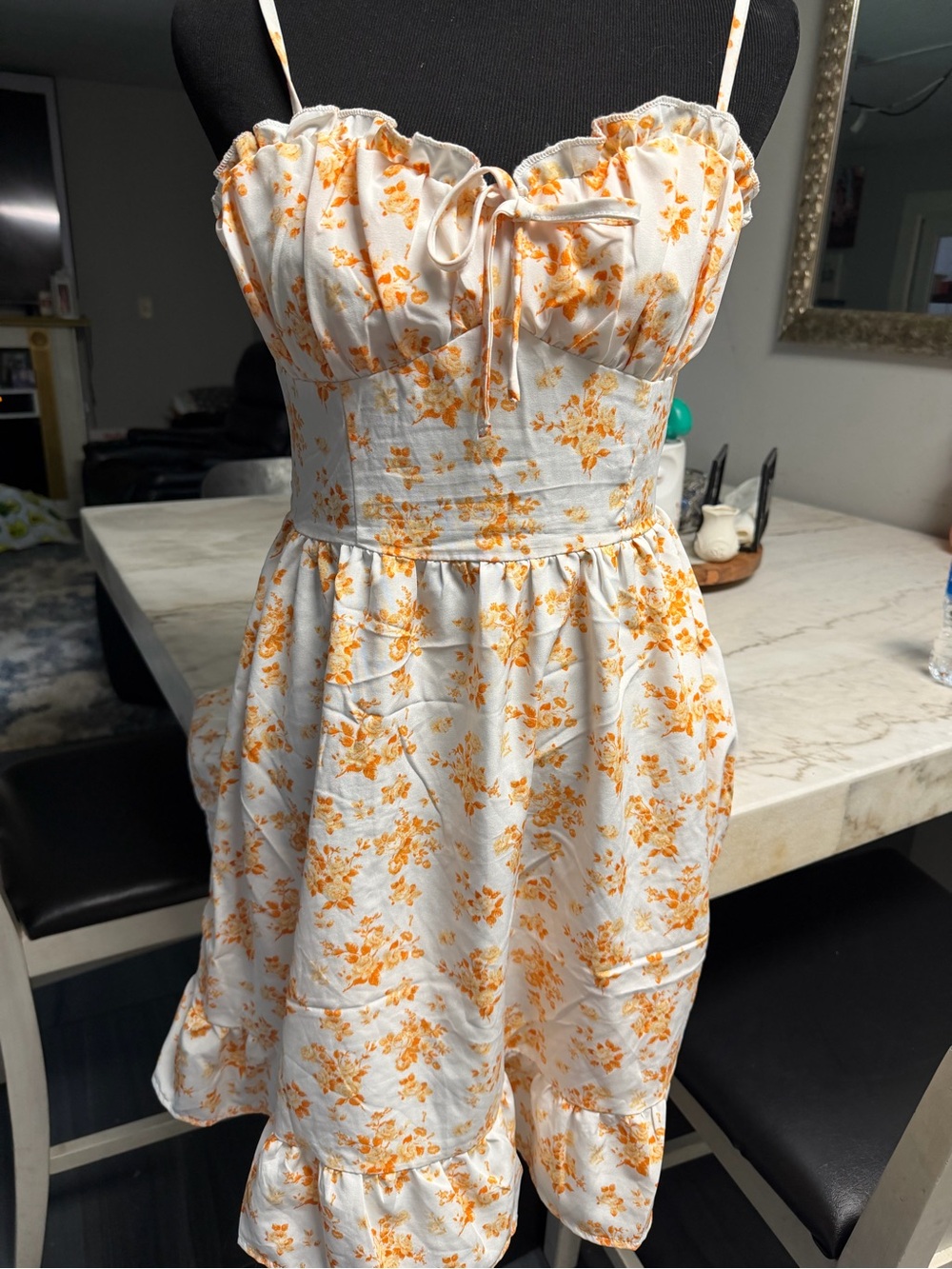 SHEIN White Sundress with Orange Floral Print